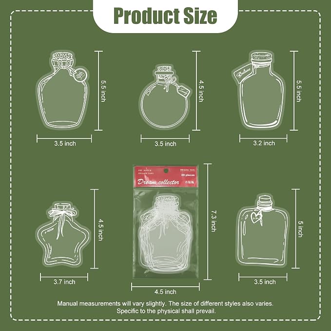 Large Size Transparent Dried Flower Bookmarks, 20 PCS Handmade DIY Flower Page Clips,World in Bottle-Making Stunning Herbarium(Wishing Bottle)