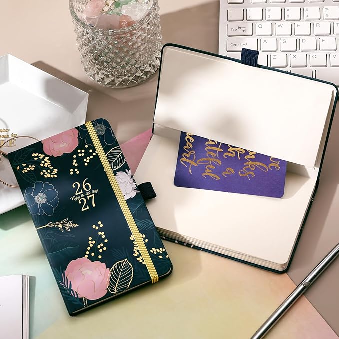 Pocket Calendar 2026-2027- Pocket Planner 2026-2027, Weekly Monthly Planner, 6.3''×3.8'', JULY 2026 - JUNE 2027, Pen Loop, Back Pocket, 2 Book Marks, Elastic Closure, Notes Pages