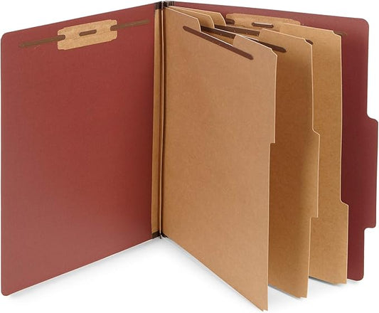 Blue Summit Supplies 10 Red Classification Folders, 3 Dividers, Letter Size with 2 Inch Expansions, 8 Section Brick Red Classification Folder, 10 Pack