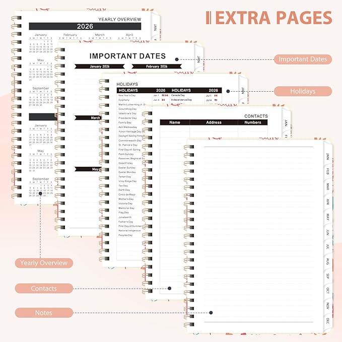 2026 Planner, Weekly and Monthly Calendar Planner, Academic Daily Agenda (Jan 2026 - Dec 2026), Hardcover Planning Notebook for Office Accessories and School Supplies, Chirpy Birds
