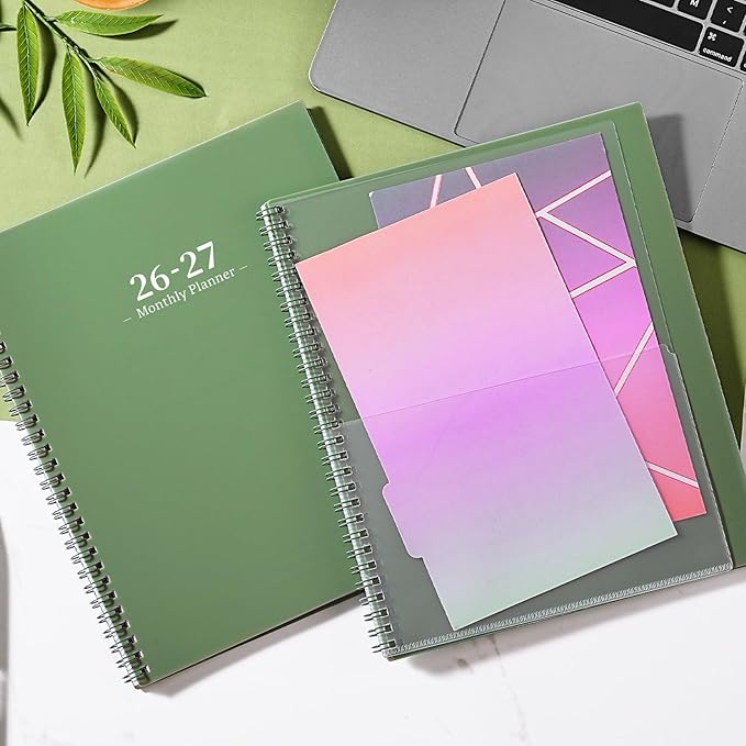 Planner 2026-2027 - 2026-2027 Monthly Planner, JUL 2026-DEC 2027, Monthly Planner/Calendar 2026-2027 with Colorful Tabs, 2026-2027 Calendar Planner for Daily Organizing - Waterproof Cover (8" x10", 12 Month Pages & Notes, Moss green)