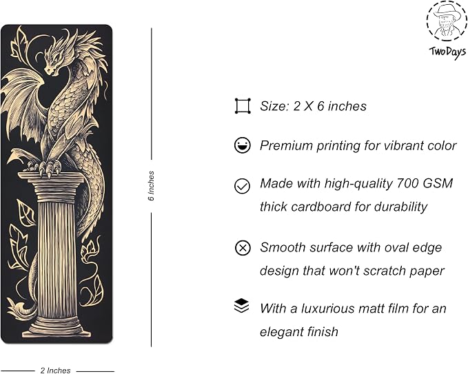 TwoDays Fantasy Merch Bookmarks for Book Lovers, Tarot Witchy Dragons Gothic Horror Book Accessories for Bookish Gifts (Set of 10, 6'' X 2'')