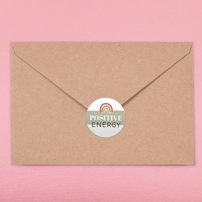 Rainbow Kindness Encouraging Stickers / 6 Alternating Motivational Designs / 500 Good Vibes Indie Boho Labels / 1.5" Colorful Round Envelope Seals