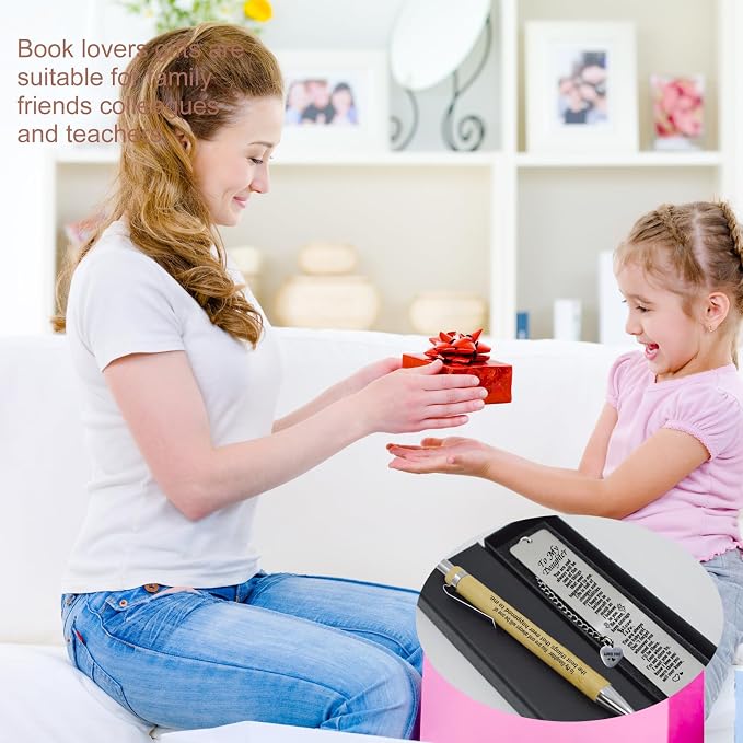 to My Daughter Inspirational Bookmarks -Daughter Gifts from Mom and Dad Metal Bookmark and Motivational Pen - Gifts for Daughters Adult, Graduation, Birthday, Christmas, Book Lovers Gift
