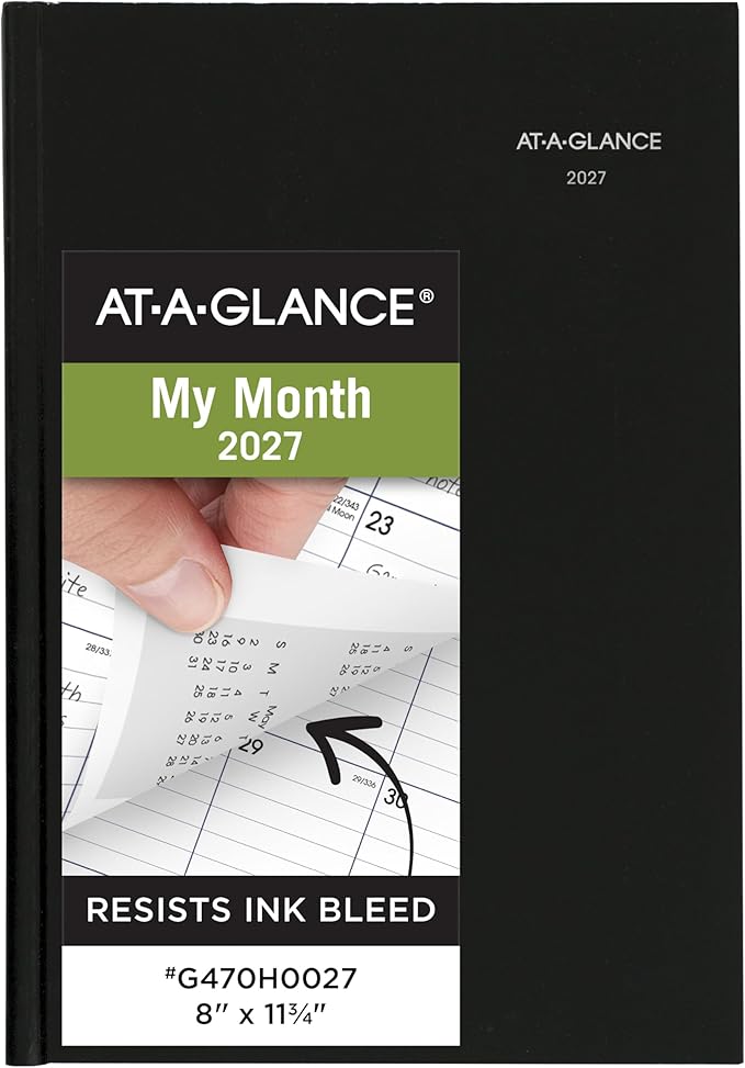 AT-A-GLANCE 2027 Planner, Monthly, 14-Month Dec-Jan, 8" x 11.75", Tabbed, Hardcover, DayMinder, Black (G470H0027)