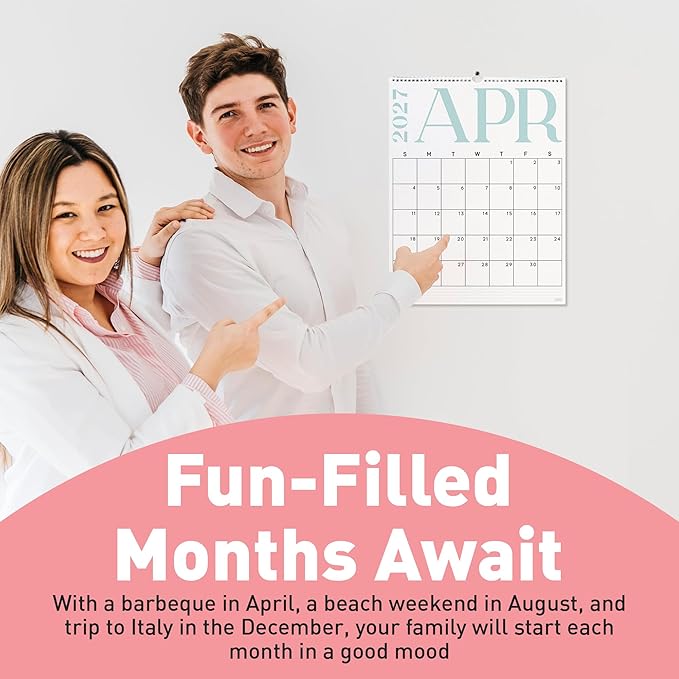 S&O Modern Vertical Wall Calendar from January 2026-June 2027 - Tear-Off Monthly Calendar - 18 Month Academic Wall Planner - Hanging Organizer to Track Anniversaries & Appointments - 13.5"x10.5”in