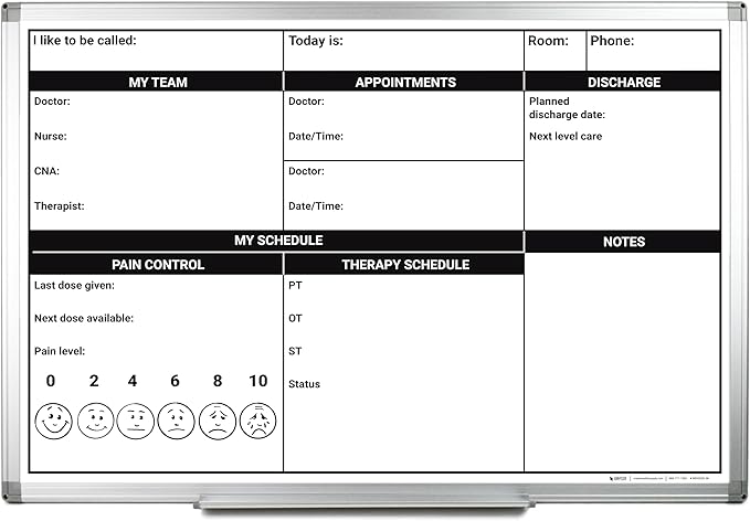 Magnetic Patient Bedside Dry Erase Hospital Whiteboard – Wall Mounted with Aluminum Frame & Marker Tray – Easy Erase Planning Board for Doctors and Nurses (60" x 40")