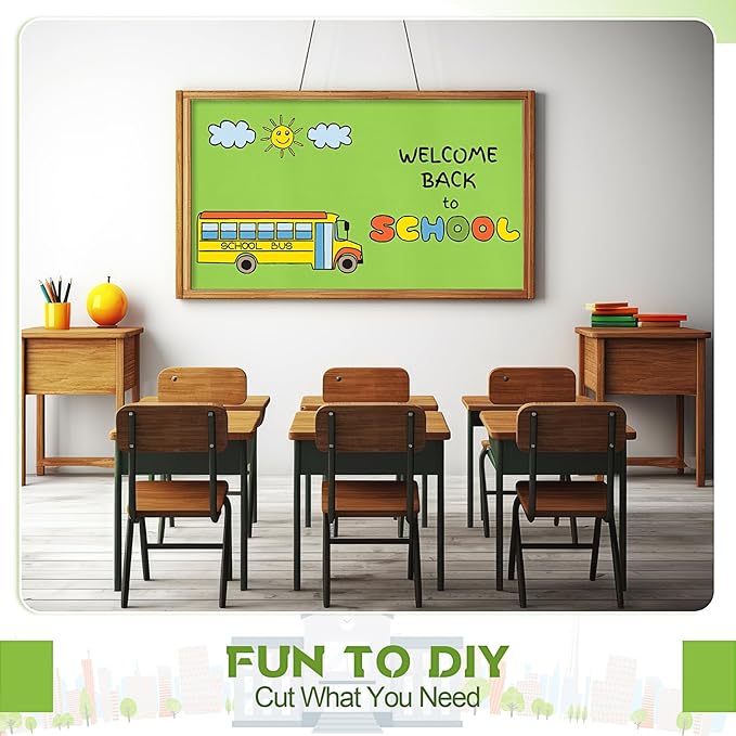 Hahafelt 16 in x 40 Ft Fabric Bulletin Board Roll Classroom Non Woven Fabric Background Decorations Waterproof Wrinkle Resistant Bulletin Board for Back to School Wall Decor(Fruit Green,Pure)