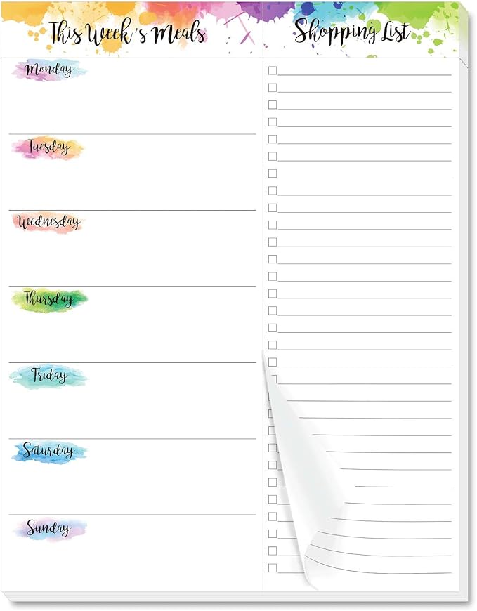 Weekly Meal Planner - Undated Magnetic Notepads with Grocery List, 7" x 9",52 Weeks, Meal Planning Pad for Refrigerator Door with Tear-Off Shopping List, Hanging Food/Menu Organizer Notepad