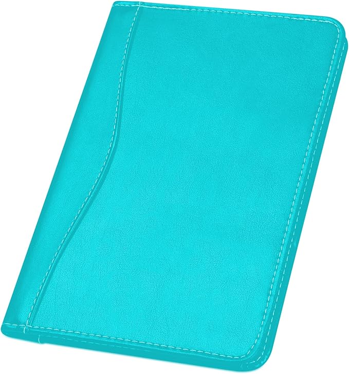 Lcjtop Padfolio/Portfolio Binder, Mini Padfolio Portfolio Binder 5 x 8 Legal Writing Pad, A5 Document Organizer Folder for Men Women, Columbia Blue.