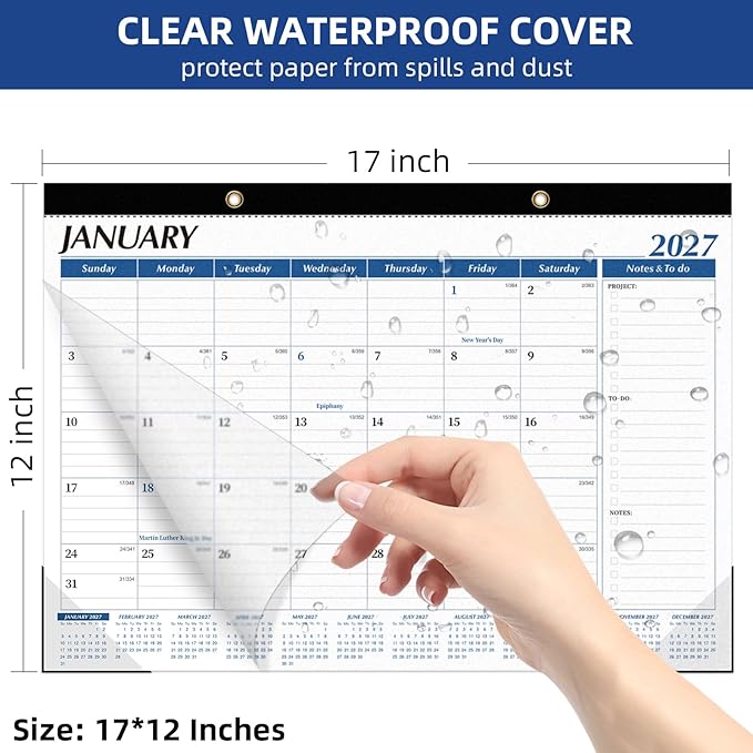 Tcamp Desk Calendar 2026-2027, Large Desktop/Wall Monthly Calendar (Jul. 2026 - Dec. 2027) 17'' x 12'' School Year Desk Planner for Home School Office Desktop