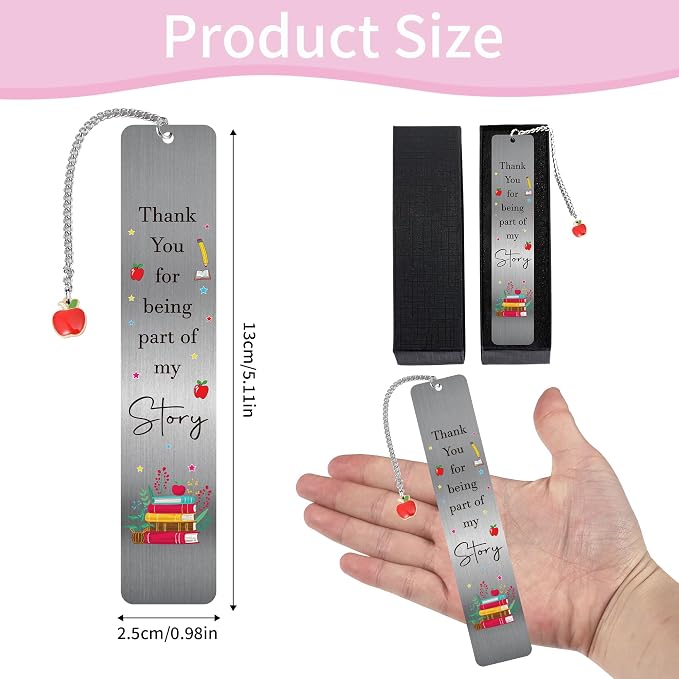 Thank You Gifts Metal Bookmark, Thank You for Being Part of My Story, End of Year Gifts for Wome Friends Teachers Coworkers, Appreciation Book Mark Gift Set for Birthday Christmas Blanket Stuffer
