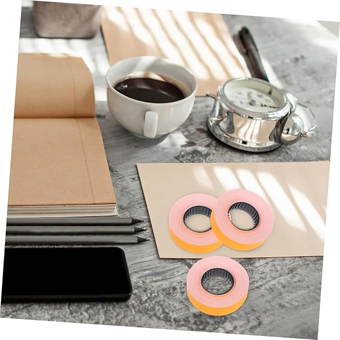 STOBOK 10rolls Marking Labels Dual Row Price Tag Paper for Price Labellers Orange Color Labels Per Roll for Retail and Warehouse Use