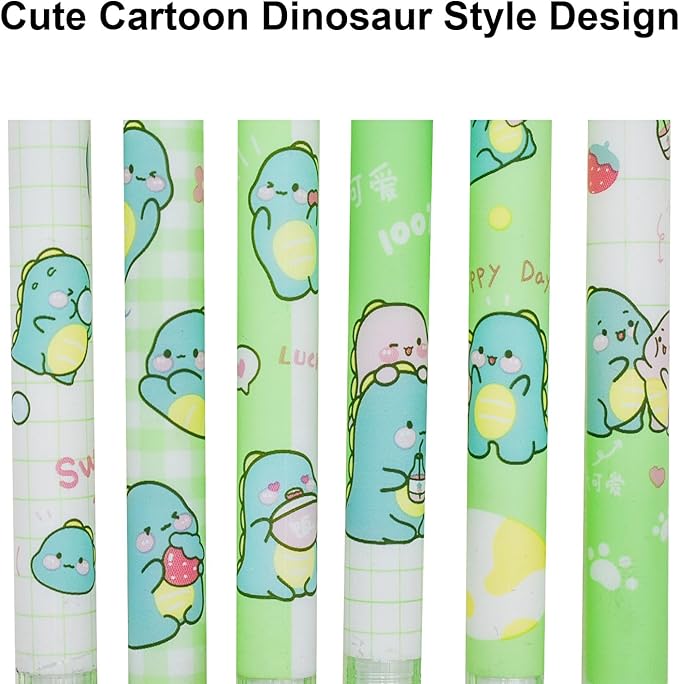 Maydahui 12 Pcs Cute 0.7mm 2B Dinosaur Mechanical Pencils With Eraser and 100 Pcs Lead Refills Dino Auto Pencils For Drawing Writing Sketching Stationery Supplies