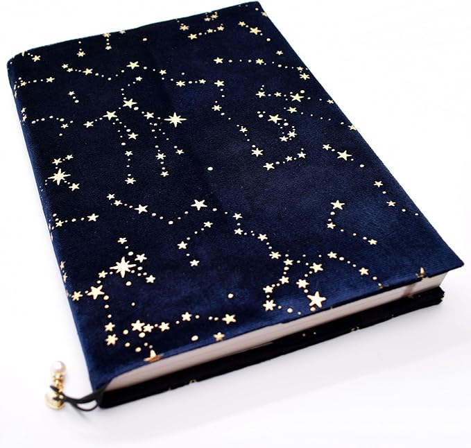 BLBMH 10x7 Book Cover | Handmade Non-Stretch Fabric Bible Cover with Bookmark | Washable Large Hardcover Paperback Protector | Privacy Reading Gift for Women - Velvet Blue