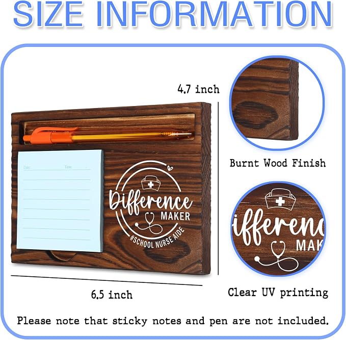 School Nurse Aide Difference Maker Self-Stick Note Pad Holder, Perfect Gift for School Health Assistants Healthcare Staff, Functional Desk Organizer, Work Desk Retro Note Pad Holder SDZ303