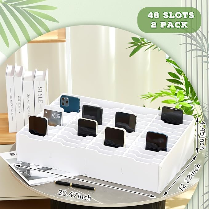 Ctosree 2 Pcs Classroom Cell Phone Holder, Cellphone Decor Storage Box for Students Management Calculator Phone Organizer Box for School Office Shelf(20.47 x 12.22 x 4.45 Inch)
