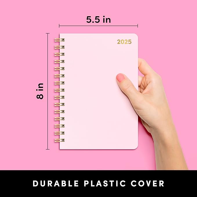 PAPERAGE 2025 Weekly & Monthly Spiral Bound Planner (Blush), 12 Month (January 2025 - December 2025), 5.5 in x 8 in, Weekly & Monthly Spreads, Includes Additional Note Pages & Trackers