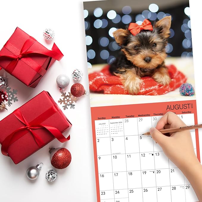 2026 Wall Calendar,Yorkshire Terrier Wall Calendar, 12" x 24" Open,Family Planner Calendar Organizer with Yorkshire Images, for Dogs Lovers
