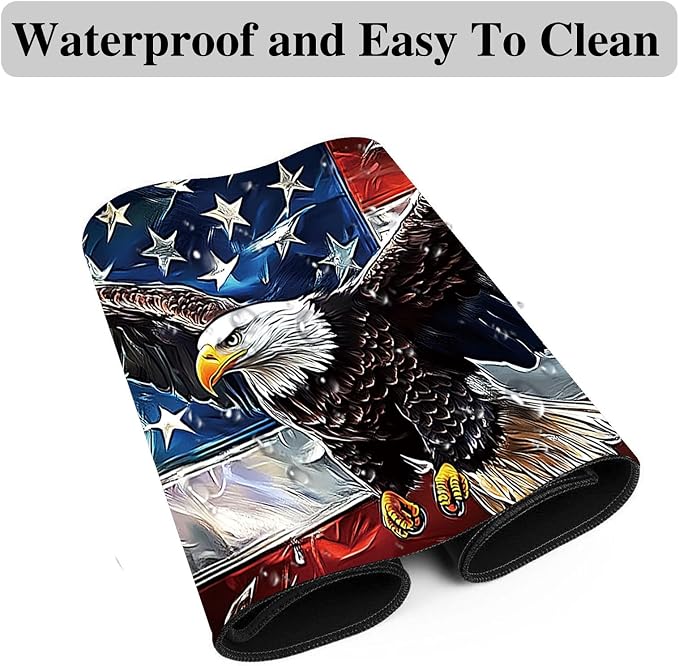Mouse Pad Gaming Mousepad 31.5x11.8 Inch XXL Large + Coasters,Desk Mat with Stitched Edges, Non-Slip Rubber Base, Thick Mouse Pad for Computer, Laptop, Office & Home - American Flag Eagle