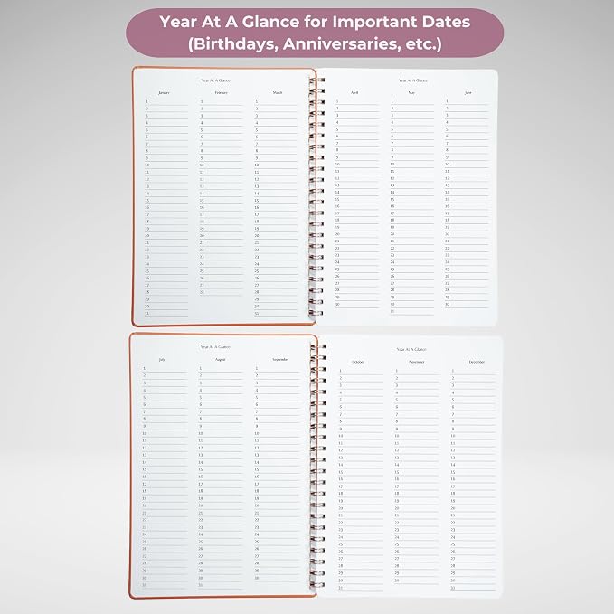 | Undated Yearly, Daily, Weekly, Monthly Planner | 8.25" x 11.75" | To Do List Notebook for Work | Simple Design | Multiple Layouts | Academic Planner and Organizer Notebook (Black, Yearly Planner - Portrait)