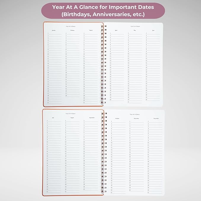 | Undated Yearly, Daily, Weekly, Monthly Planner | 8.25" x 11.75" | To Do List Notebook for Work | Simple Design | Multiple Layouts | Academic Planner and Organizer Notebook (Navy, Yearly Planner - Portrait)