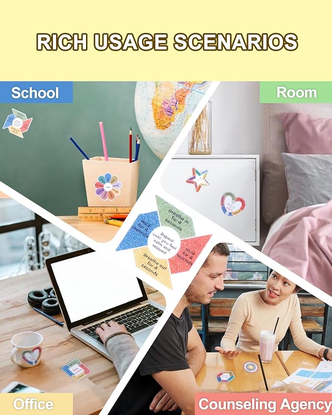 UCEC 120Pcs Textured Stickers, Waterproof 15 Patterns Sensory Stickers Different Textures for Kids Adult Anti Stress Textured Fidget Sticker for Classroom Desk Adults Teens Anxiety Relief