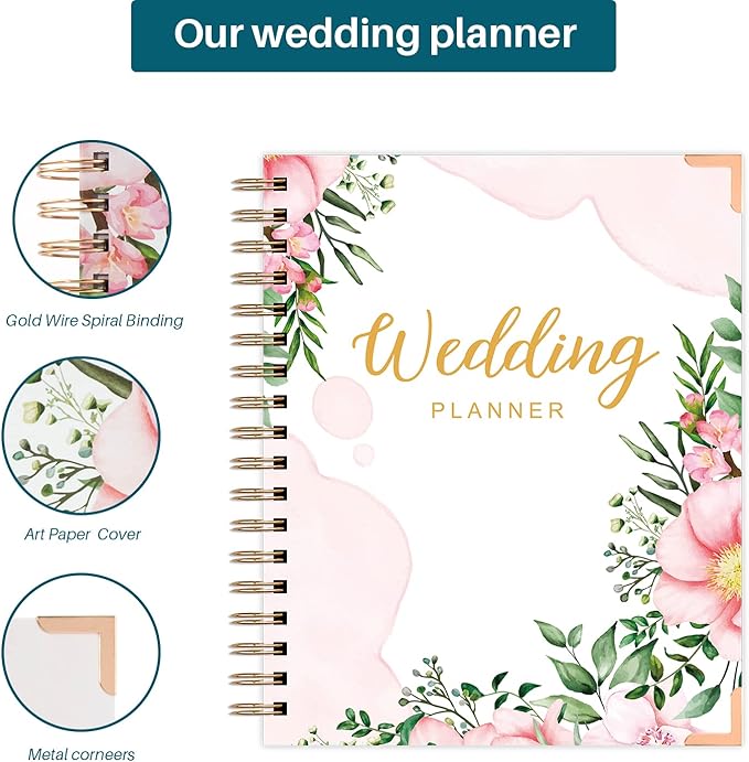 Wedding Planner - Wedding Planner Book and Organizer for the Bride, Wedding Planning Book Unique Engagement Gift for Newly Engaged Couples - Hardcover Bridal Planning Wedding Notebook 11" x 9"