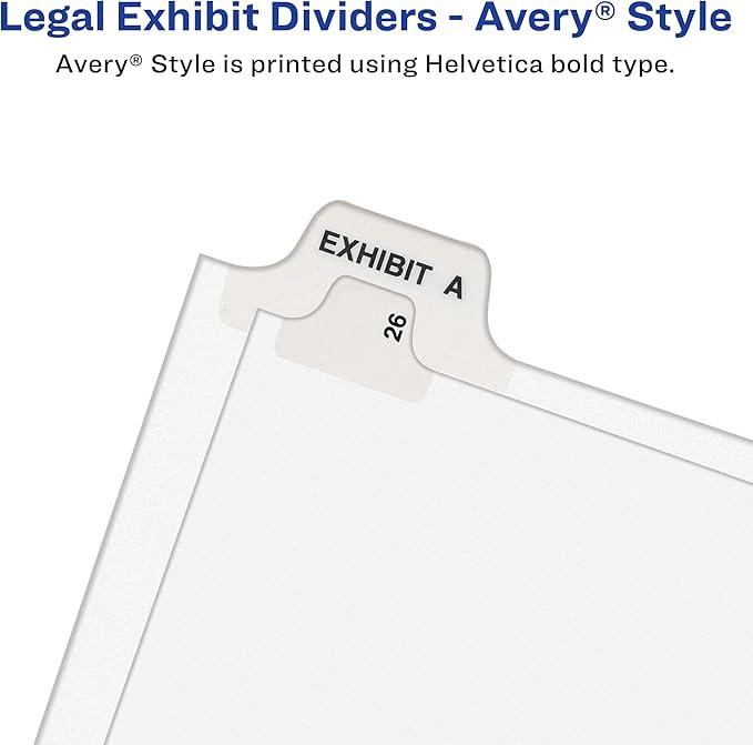 Avery Premium Collated Legal Exhibit Binder Dividers with Tabs,1-25 and Table of Contents,8.5 x 11 Inches,Binder Divider with Tabs,Avery Style (11370),(Pack of 12)