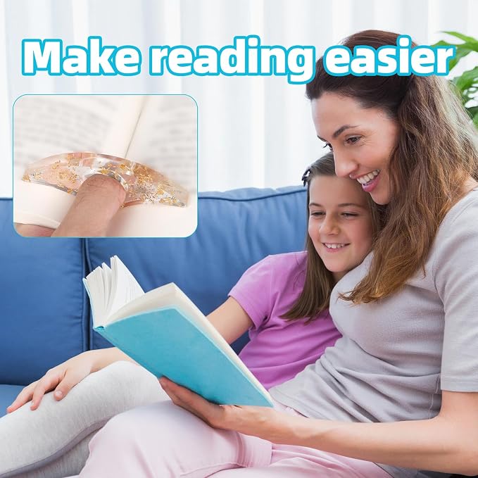 4pcs Thumb Page Holders, Dried Flower Resin Transparent Finger Ring Book Opener Bookmark Clip for Reading Gifts Accessories for Book Lovers Teachers & Students Easily Holds Books Open