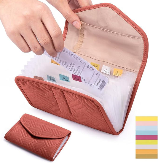 Fabric Receipt Organizer 7X5 - Receipt Holder 12 Pockets - Money Organizer - Elegant Receipt Holder - Coupon Holder - Cash Organizer - Envelope Organizer - Small Accordion File Organizer