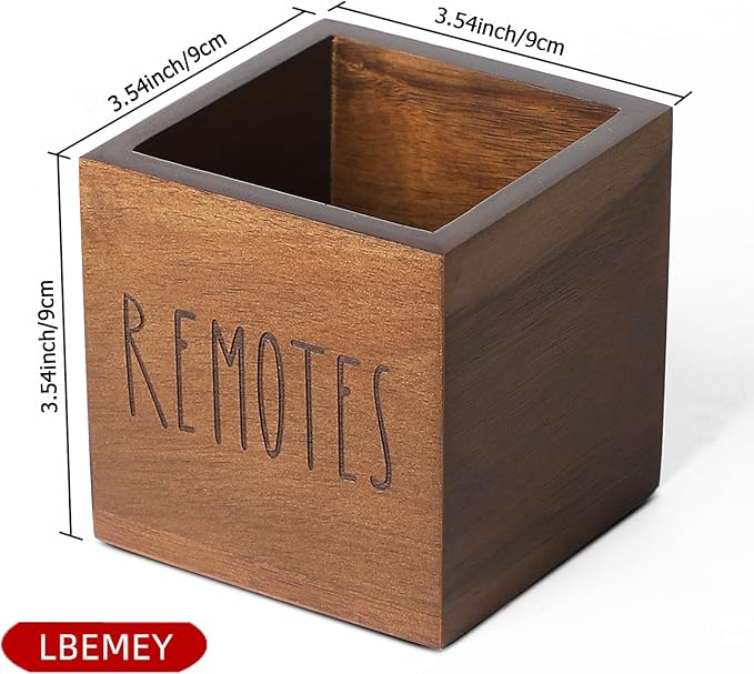 LBEMEY Acacia Wood Remote Control Holder, TV Remote Holder, Remote Organizer for Table,Home,Living room, bedroom for Wooden Remote Box (Brown, S,for 2 or 3 Remote Controls)
