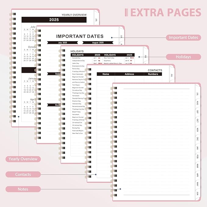 Planner 2025-2026, Monthly and Weekly Calendar Academic Planner (July 2025 - June 2026), Hardcover Planning Agenda Book for Office School Supplies, A5 (6.3" x 8.5")