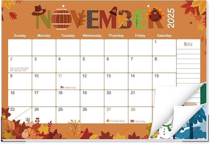 GuassLee Desk Calendar 2026 - Colorful Desk Calendar from Sep. 2025-Mar. 2027, 17 x 11.5 inches, 19 Monthly Calendar with Hanging Rope, Notes and Large Ruled Blocks for Home School Office