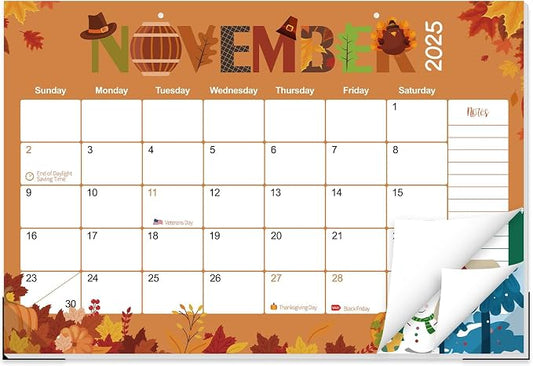 GuassLee Desk Calendar 2026 - Colorful Desk Calendar from Sep. 2025-Mar. 2027, 17 x 11.5 inches, 19 Monthly Calendar with Hanging Rope, Notes and Large Ruled Blocks for Home School Office
