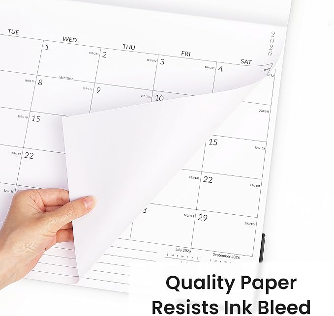 SUNEE 2026 Desk Calendar - 18 Month Calendar Oct 2025 - Mar 2027, 17" x 12" Desktop Calendar 2026 with Notes, for Planning, Organizing in Family, School or Office, White 2026 Calendar