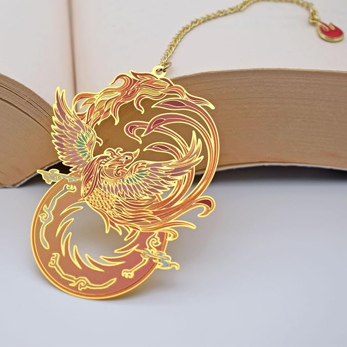 BLBMH Phoenix Bookmarks for Women Cute Metal Book Marks Birthday Christmas Gifts for Book Lovers Friends