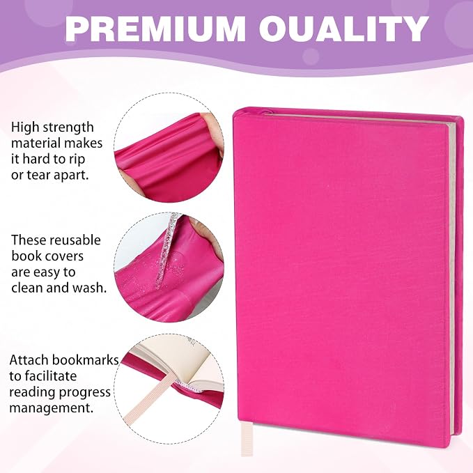 Gilprop 6 Pack Stretchable Book Covers 9-11 Inch Colored Fabric Reusable Book Protector Sleeve for Hardcovers Textbook Protection Supplies(Neon Color)