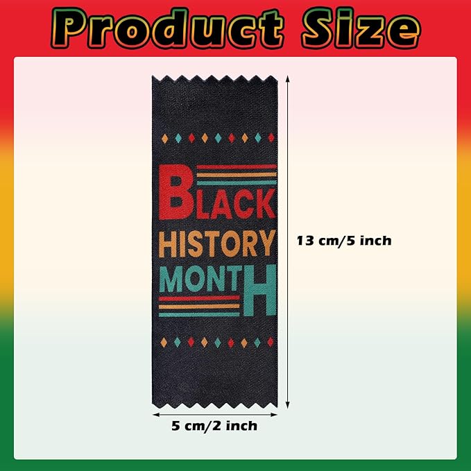 SmoothNovelty 100 Pcs Black History Month Satin Ribbons with Adhesive Backing Black History Month Party Decorations for Africa American School Celebration Commemoration