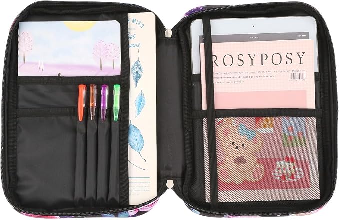 Bible Cover Carrying Book Case Church Bag Bible Protective with Handleand Zippered Back Pocket, Gift for Girls Women Mother Men Women Father Kids(Purple Rose)