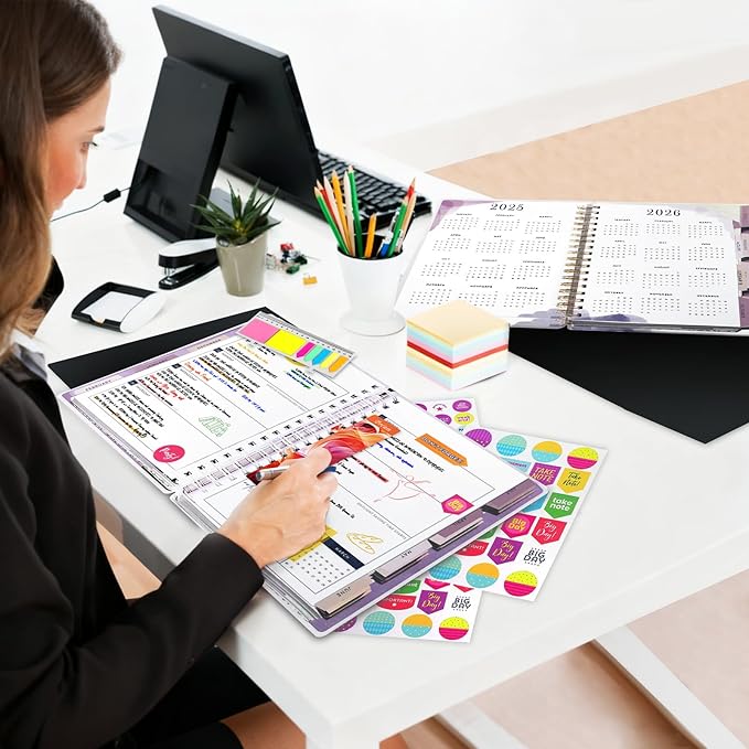Planner 2026-2027, 18 Months Large Academic Daily Weekly Monthly Planner Organizer, July. 2026 - Dec. 2027, 8.5x9.8" Agenda with Page Tabs, Separator Page, Pocket Folder, Bookmark, Stickers & Sticky Note Set