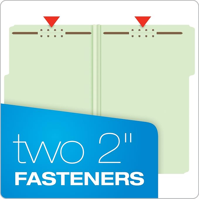Pendaflex 17186 Pressboard Folders, 2 Fasteners, 2" Expansion, 1/3 Tab, Legal, Green (Box of 25) (Pack of 4)