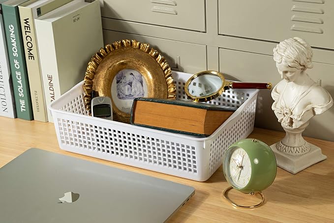 Aebeky A4 Size Plastic Paper Storage Trays,Desktop File Organizer Baskets,6-Packs (White)