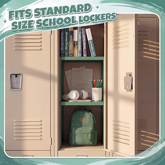 Colarr 2 Pcs Locker Organizer Shelf Stackable 2-Tier Shelves Fits Standard Size School Lockers Heavy Duty Metal Locker Shelf for School Office Gym Lockers Home Storage 11x 10 x 12 Inch(Grayish Green)