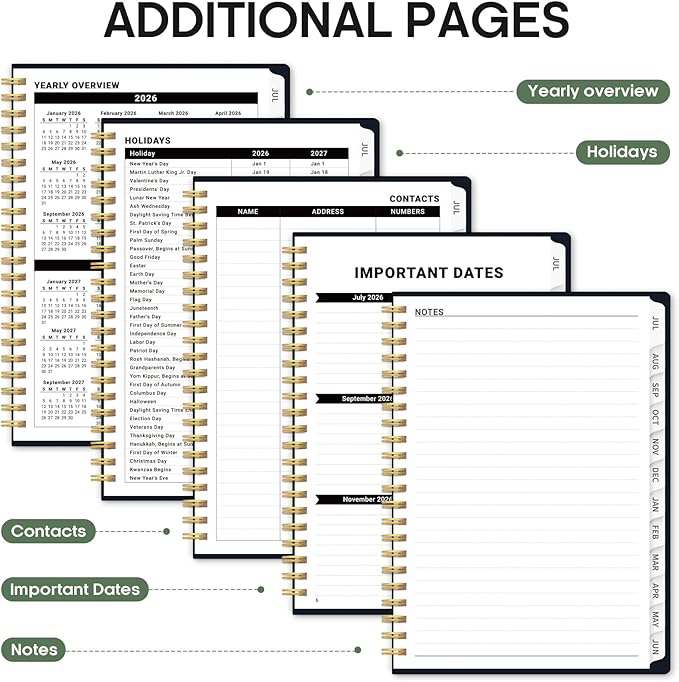 Planner 2026-2027, Academic Year Weekly and Monthly Calender Planner, from Jul 2026 - Jun 2027, Spiral Bound School Planning Book, Perfect for Teacher, Student, Women & Men, A5 (6.3" x 8.5"), Garden Bird