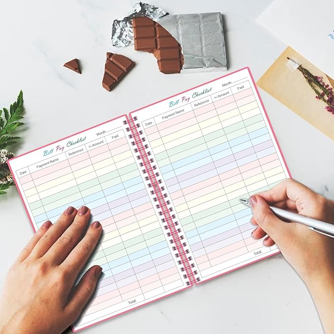 Bill Payment Checklist - Monthly Bill Organizer & Planner for Personal Budgeting Financial, Bill Payment Tracker Notebook, 5.8" x 8.5", Pink