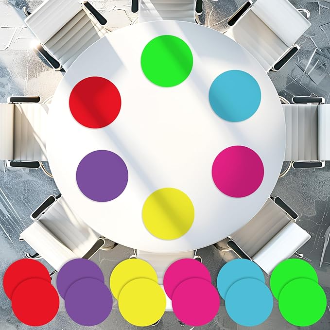 JarThenaAMCS 12PCS 12'' Colorful Large Dry Erase Dots Circles Spots Decals Rainbow Waterproof Removable Marker Stickers for Back to School Classroom Wall Whiteboard Teachers Teaching Students Supplies