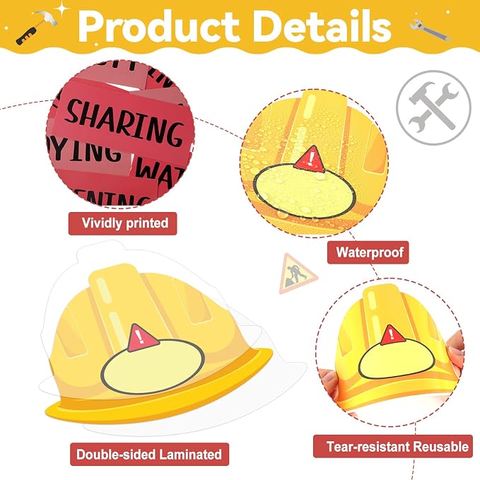 gisgfim Construction Bulletin Board Decorations Learning Under Construction Paper Cutouts DIY Photo Helmet Motivational Bulletin Board Set for Back to School Teacher Classroom Wall Decor Supplies