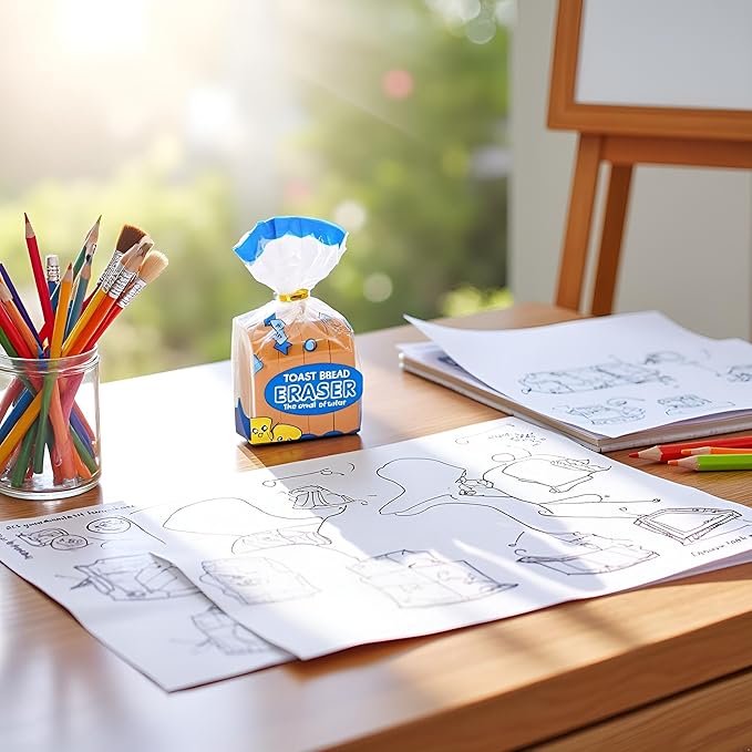 2Pcs Toast Bread Eraser Stationery Bread Shape Pencil Eraser Sketching Tools Drafting,Bread Eraser Cartoon Cute Pencil Eraser Supply for Kid Painters Artists Erasers and Correction Products