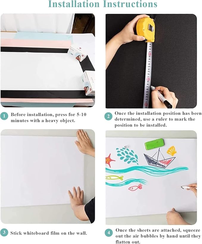 Magnetic Whiteboard Contact Paper, 36" x 48" Magnetic Self Adhesive Dry Erase White Board Wall Stickers, Stick on Whiteboard Roll, for School/Home/Office